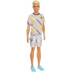 Játékbaba Barbie Ken Modell - kockás póló és nadrág