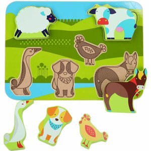 Kirakós játék Lucy & Leo 226 Állatkák a farmon - fa formaillesztő puzzle, 7 részes