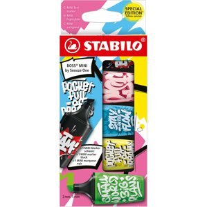 Szövegkiemelő STABILO BOSS MINI by Snooze One - 5 db-os szett - rózsaszín, kék, sárga, zöld és fekete