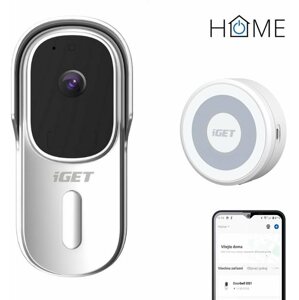 Videozvonek iGET HOME Doorbell DS1 White + Chime CHS1 White - set videozvonku a reproduktoru, FullHD video s obousměrným přen
