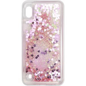 Telefon tok iWill Glitter Liquid Heart Samsung Galaxy A10 rózsaszín tok
