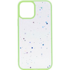 Telefon tok iWill Clear Glitter Star Phone Case az iPhone 13 mini készülékhez Green