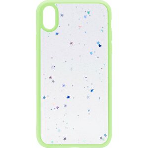 Telefon tok iWill Clear Glitter Star Phone Case az iPhone XR készülékhez Green