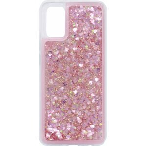 Telefon tok iWill Glitter Liquid Heart Samsung Galaxy A02s rózsaszín tok