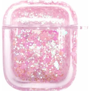 Fülhallgató tok iWill PC Protective Liquid Floating Glitter Apple Airpods Case Heart Pink