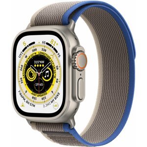 Okosóra Apple Watch Ultra 49 mm, titán tok kék - szürke terep pánttal - M/L