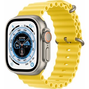 Okosóra Apple Watch Ultra 49 mm, titán tok sárga óceán szíjjal