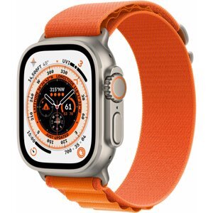 Okosóra Apple Watch Ultra 49 mm, titán tok narancssárga alpesi pánttal - Medium