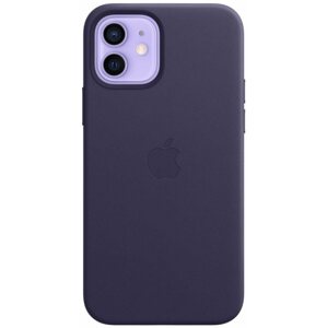 Telefon tok Apple iPhone 12 / 12 Pro mély ibolya bőr MagSafe tok