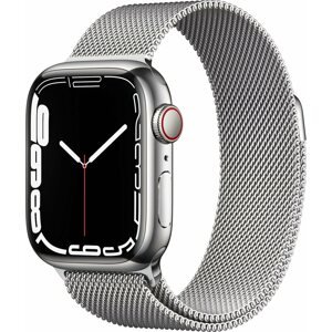 Okosóra Apple Watch Series 7 41 mm-es Cellular Ezüstszínű rozsdamentes acél ezüstszínű milánói szíjjal