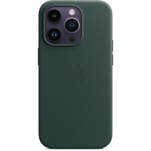 Telefon tok Apple iPhone 14 Pro bőrtok MagSafe erdőzöld