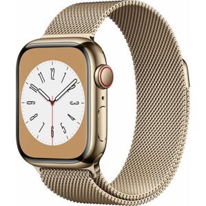 Okosóra Apple Watch Series 8 41 mm Cellular Arany rozsdamentes arany milánói szíjjal
