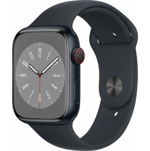 Okosóra Apple Watch Series 8 45mm Cellular Éjfekete alumínium éjfekete sportszíjjal