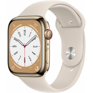 Okosóra Apple Watch Series 8 45 mm Cellular Arany rozsdamentes csillagfény sportszíjjal
