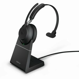 Vezeték nélküli fül-/fejhallgató Jabra Evolve2 65 MS Mono USB-A Stand Black