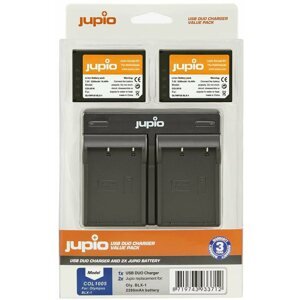 Fényképezőgép akkumulátor Jupio készlet 2x BLX-1 2280mAh Akkumulátor + USB Dual Charger OM rendszerhez