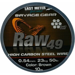 Drótelőke Savage Gear Raw49 0,54 mm 23 kg 50 lb 10 m Uncoated Brown