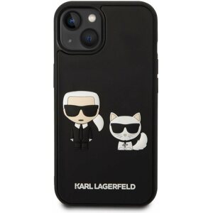 Telefon tok Karl Lagerfeld and Choupette 3D iPhone 14 tok - fekete