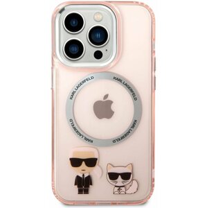Telefon tok Karl Lagerfeld MagSafe kompatibilis Karl and Choupette iPhone 14 Pro Max tok - rózsaszín