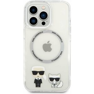 Telefon tok Karl Lagerfeld MagSafe kompatibilis Karl and Choupette iPhone 14 Pro tok - átlátszó