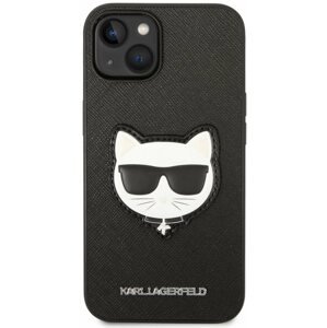 Telefon tok Karl Lagerfeld PU Saffiano Choupette Head hátlap iPhone 14 készülékhez Fekete