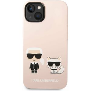 Telefon tok Karl Lagerfeld and Choupette Liquid Silicone Hátlap iPhone 14 Plus készülékhez Pink