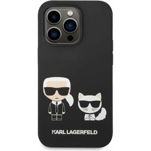 Telefon tok Karl Lagerfeld and Choupette Liquid Silicon hátlap iPhone 14 Pro Black készülékhez