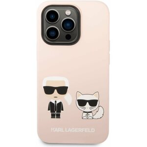 Kryt na mobil Karl Lagerfeld and Choupette Liquid Silicone Zadní Kryt pro iPhone 14 Pro Pink