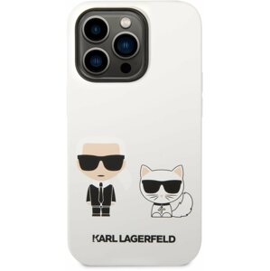 Telefon tok Karl Lagerfeld and Choupette Liquid Silicone iPhone 14 Pro fehér hátlap tok