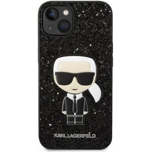 Telefon tok Karl Lagerfeld Glitter Flakes Ikonik hátlap iPhone 14 Black készülékhez