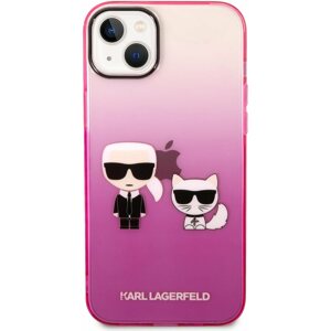 Telefon tok Karl Lagerfeld Gradient Karl and Choupette Hátlap iPhone 14 Plus készülékhez Pink