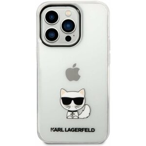 Telefon tok Karl Lagerfeld Choupette Logo hátlap iPhone 14 Pro Transparent készülékhez