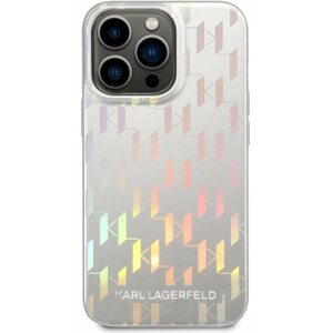Telefon tok Karl Lagerfeld Iridescent Monogram iPhone 14 Pro Max ezüst hátlap tok