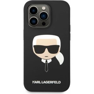 Telefon tok Karl Lagerfeld Liquid Silicone Karl Head iPhone 14 Pro fekete hátlap tok