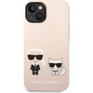 Telefon tok Karl Lagerfeld Liquid Silicone Karl and Choupette MagSafe kompatibilis iPhone 14 rózsaszín tok