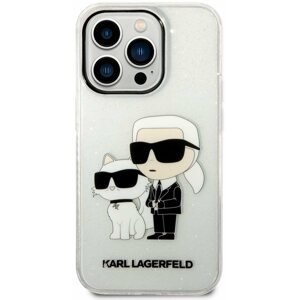 Telefon tok Karl Lagerfeld IML Glitter Karl és Choupette NFT hátlap az iPhone 14 Pro