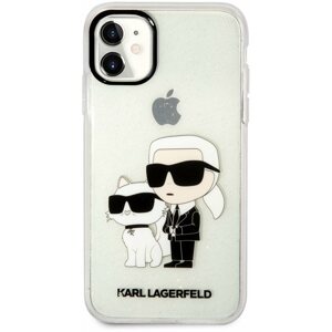 Telefon tok Karl Lagerfeld IML Glitter Karl and Choupette NFT iPhone 11 átlátszó hátlap tok