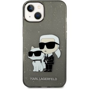 Telefon tok Karl Lagerfeld IML Glitter Karl and Choupette NFT iPhone 14 Plus fekete hátlap tok
