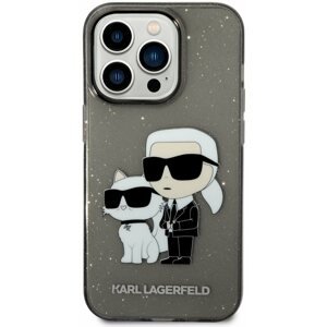 Telefon tok Karl Lagerfeld IML Glitter Karl and Choupette NFT iPhone 14 Pro fekete hátlap tok