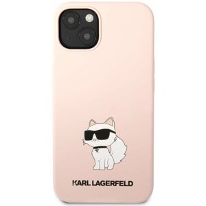 Telefon tok Karl Lagerfeld Liquid Silicone Choupette NFT iPhone 13 rózsaszín hátlap tok