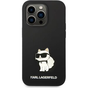 Telefon tok Karl Lagerfeld Liquid Silicone Choupette NFT iPhone 14 Pro fekete hátlap tok