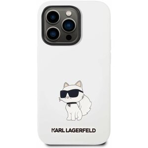 Telefon tok Karl Lagerfeld Liquid Silicone Choupette NFT iPhone 14 Pro Max fehér hátlap tok