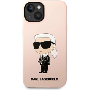 Telefon tok Karl Lagerfeld Liquid Silicone Ikonik NFT iPhone 14 rózsaszín hátlap tok