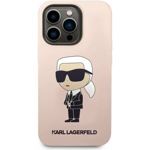 Telefon tok Karl Lagerfeld Liquid Silicone Ikonik NFT iPhone 14 Pro rózsaszín hátlap tok