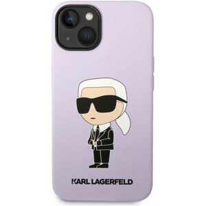 Telefon tok Karl Lagerfeld Liquid Silicone Ikonik NFT iPhone 14 Plus lila hátlap tok