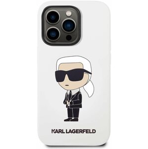 Telefon tok Karl Lagerfeld Liquid Silicone Ikonik NFT iPhone 14 Pro fehér hátlap tok