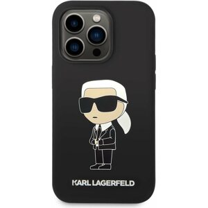 Telefon tok Karl Lagerfeld Liquid Silicone Ikonik NFT hátlap iPhone 14 Pro Black készülékhez