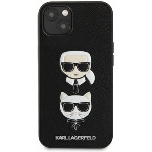 Telefon tok Karl Lagerfeld PU Saffiano Karl and Choupette Heads Apple iPhone 13 fekete tok