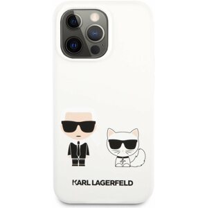 Telefon tok Karl Lagerfeld and Choupette Liquid Silicone Apple iPhone 13 Pro fehér tok