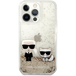 Telefon tok Karl Lagerfeld Liquid Glitter Karl and Choupette Apple iPhone 13 Pro Max arany tok
